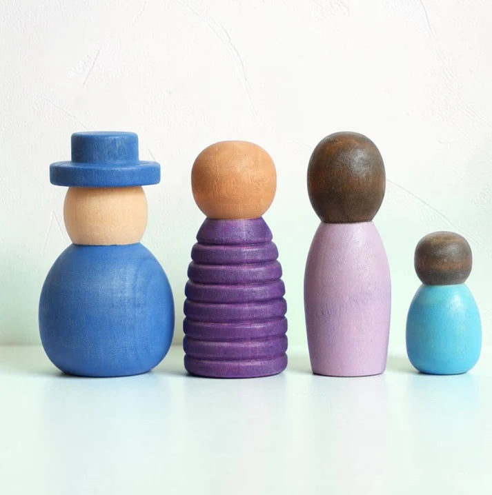 12-Piece Diverse Wooden Peg Dolls Set