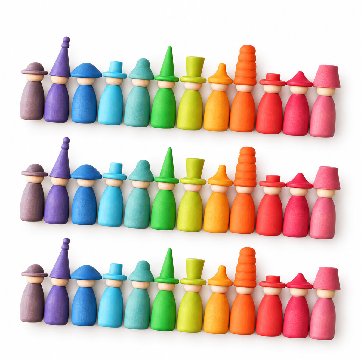 Wooden Peg Dolls Color Matching Set