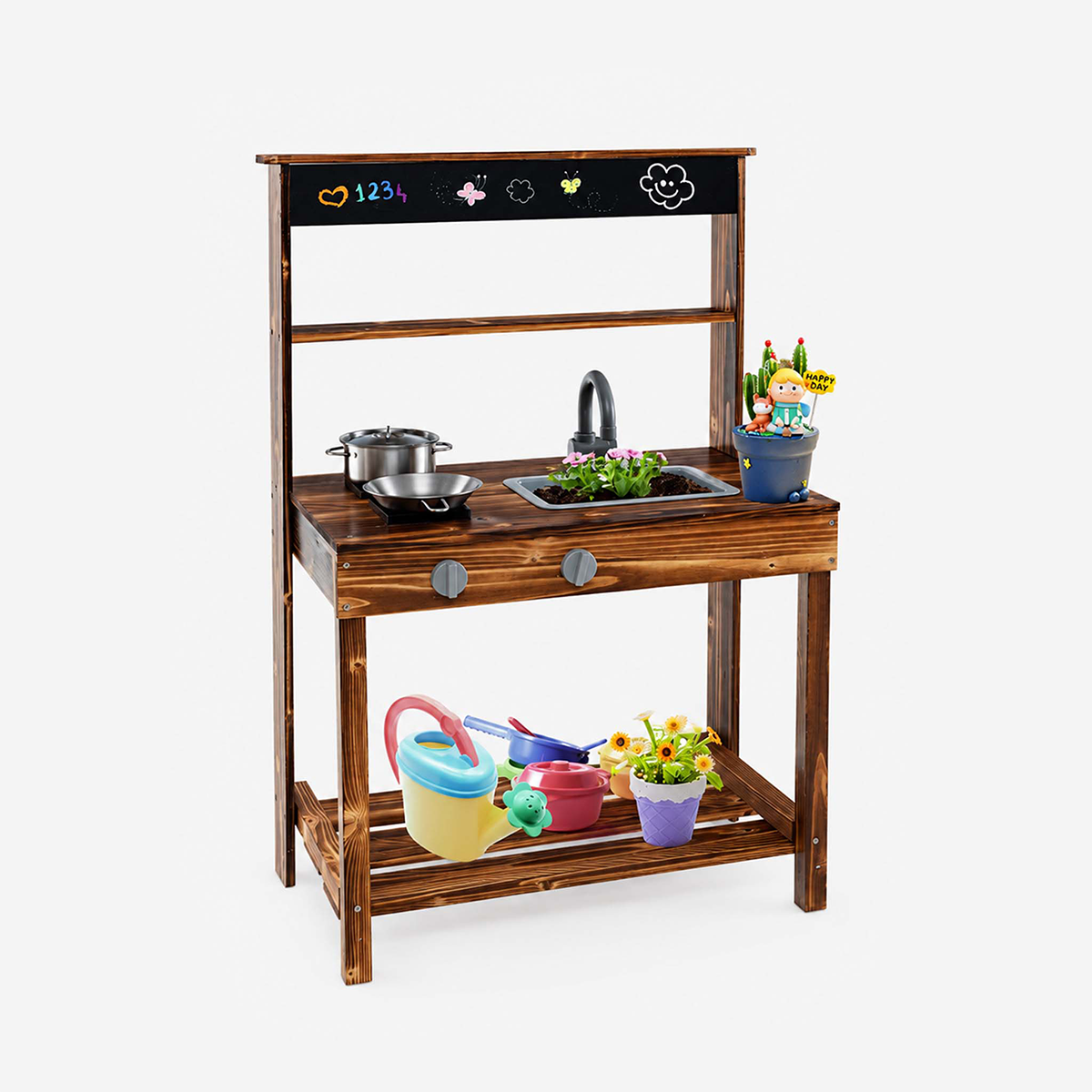 Outdoor Mud Kitchen with Rotatable Faucet & Removable Sink