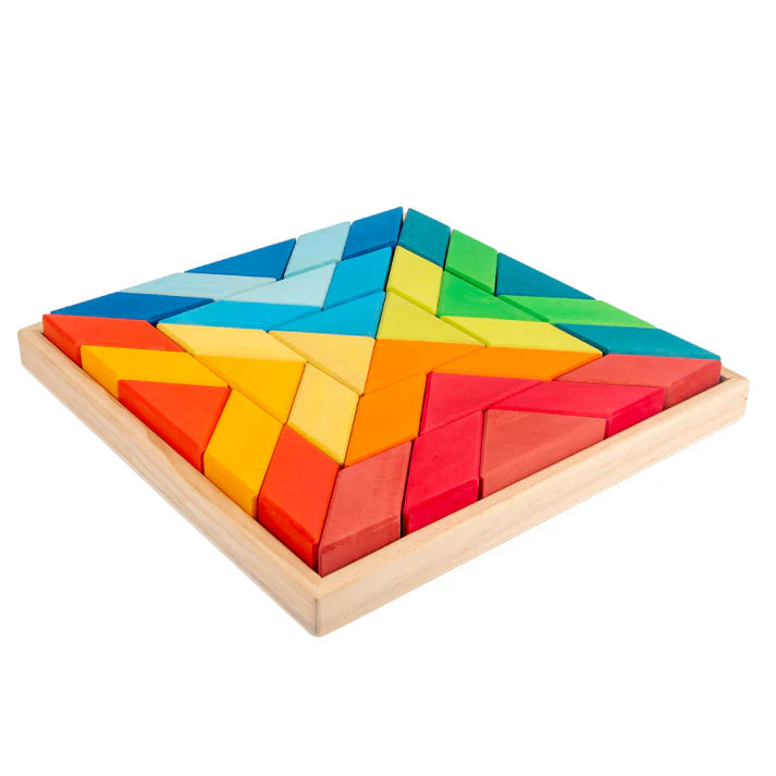 36-Piece Rainbow Wooden Rhombic Geometric Puzzle