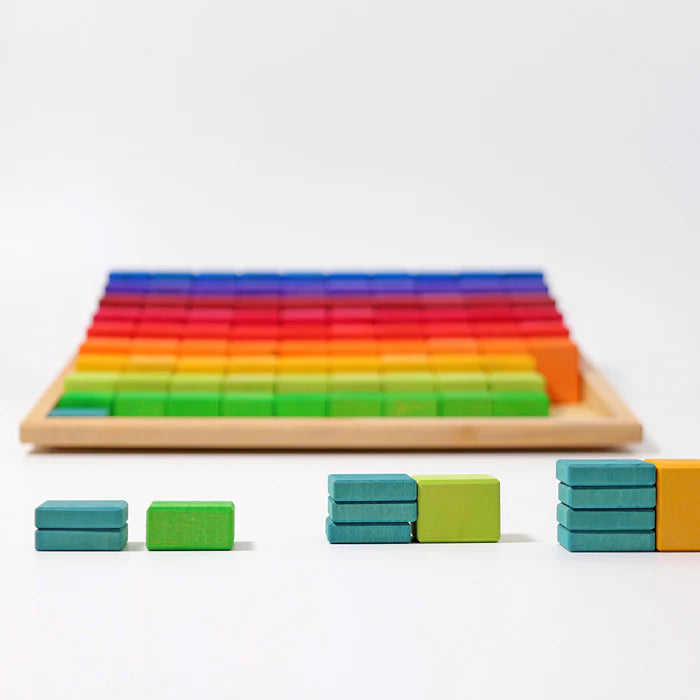 100 Pcs Large Wooden Stepped Counting Blocks Set