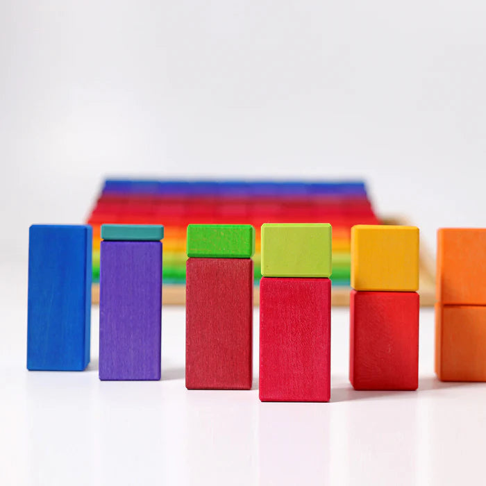100 Pcs Large Wooden Stepped Counting Blocks Set
