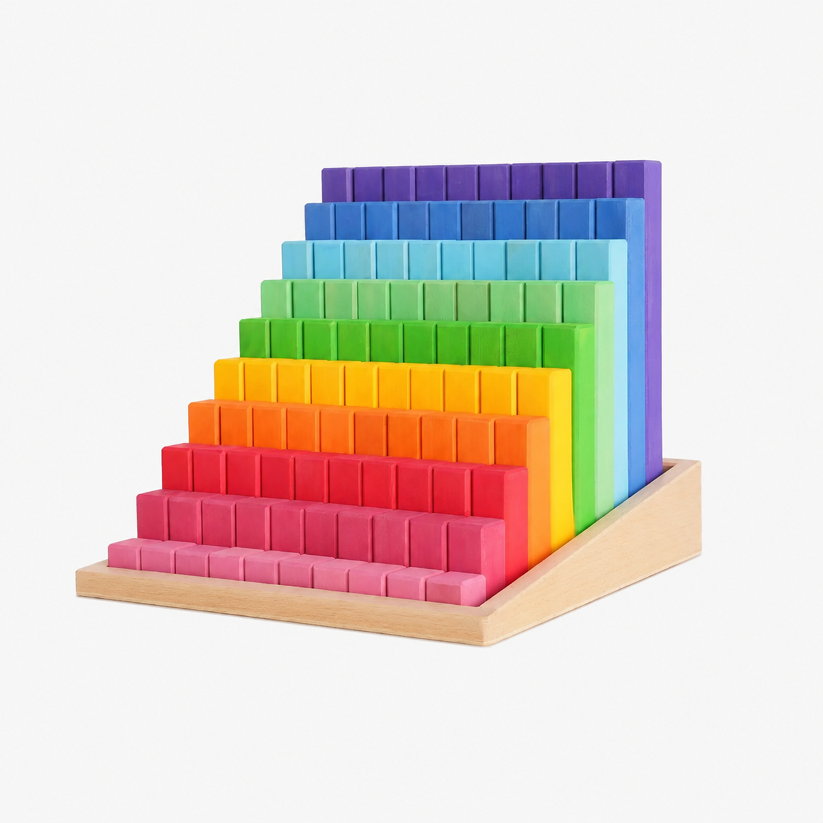 100 Pcs Wooden Prism Stair Building Blocks Set