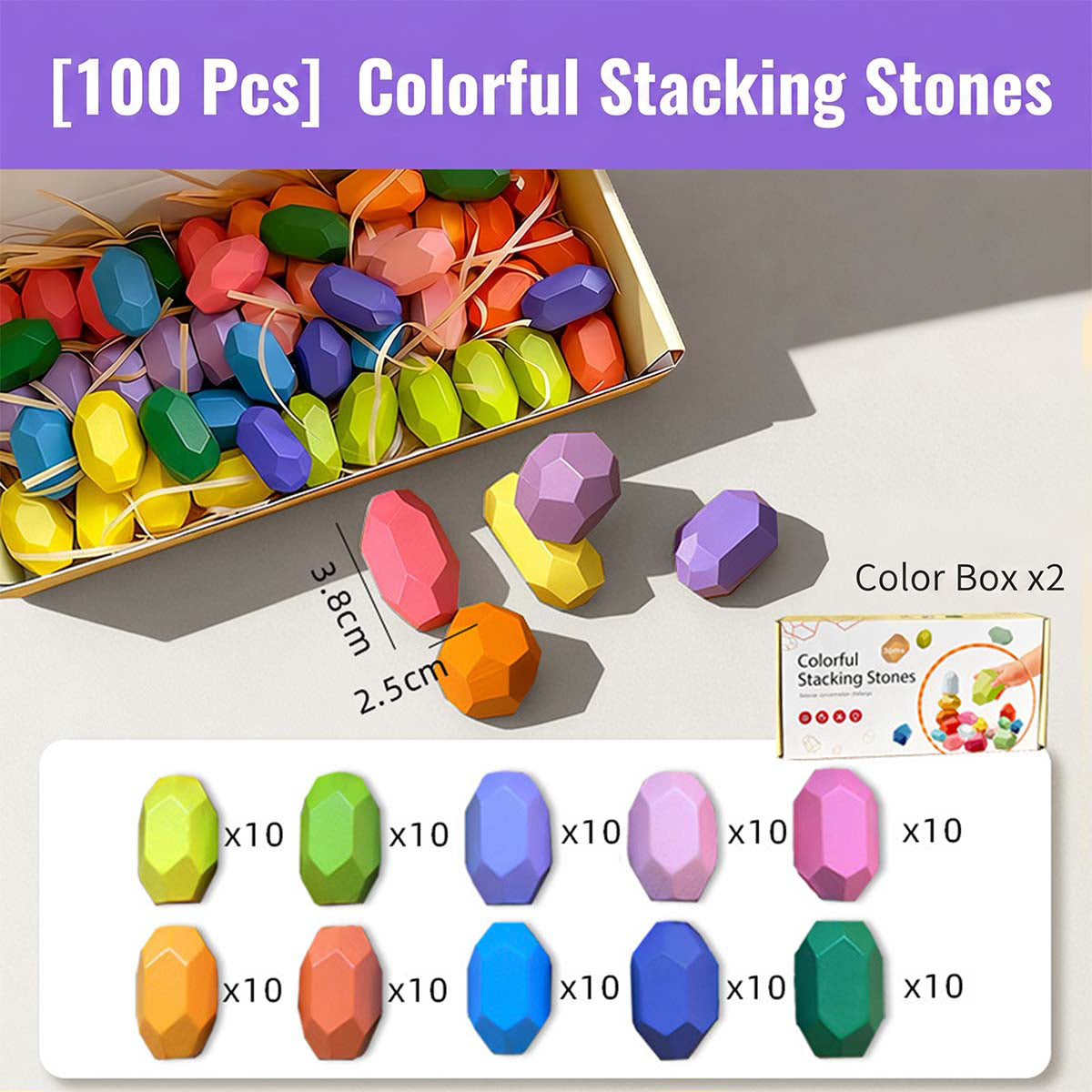 Hicooo® | 50 PCS Small Stone Stacking Blocks