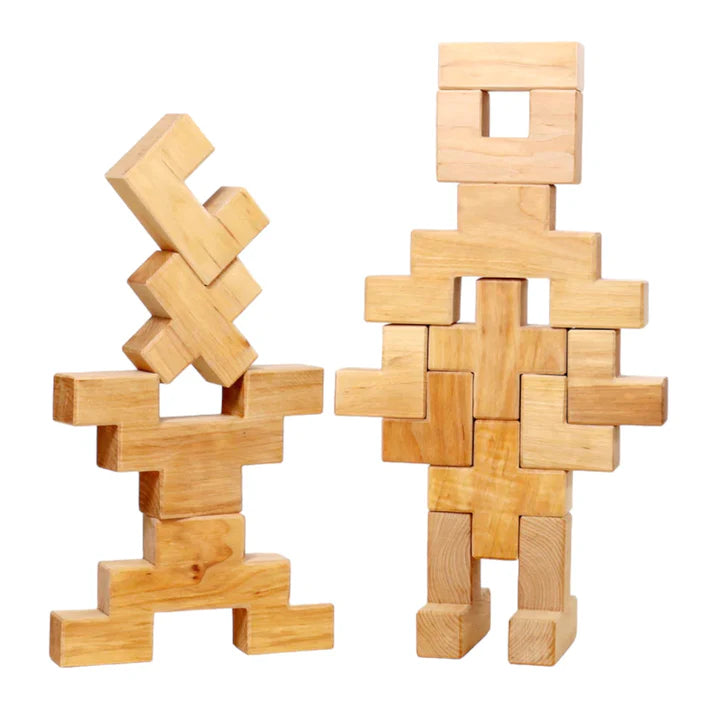 19-Piece Wooden Stairway Building Blocks