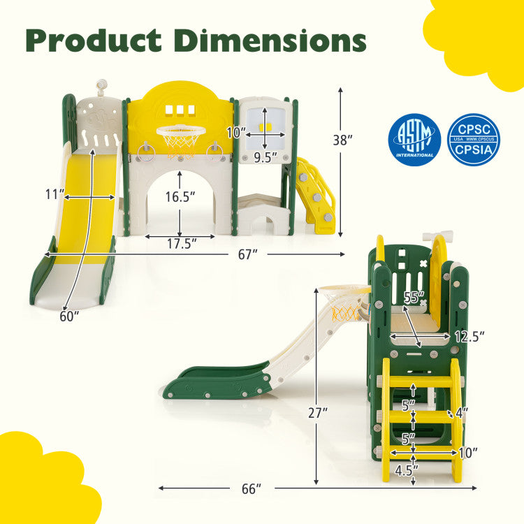 Toddler Indoor Playground with Slide and Crawl Tunnel