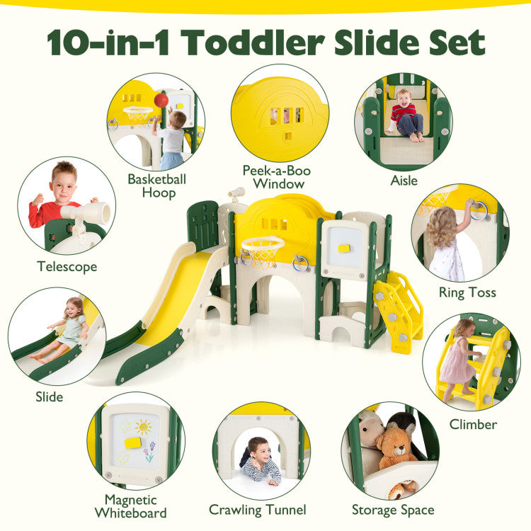 Toddler Indoor Playground with Slide and Crawl Tunnel