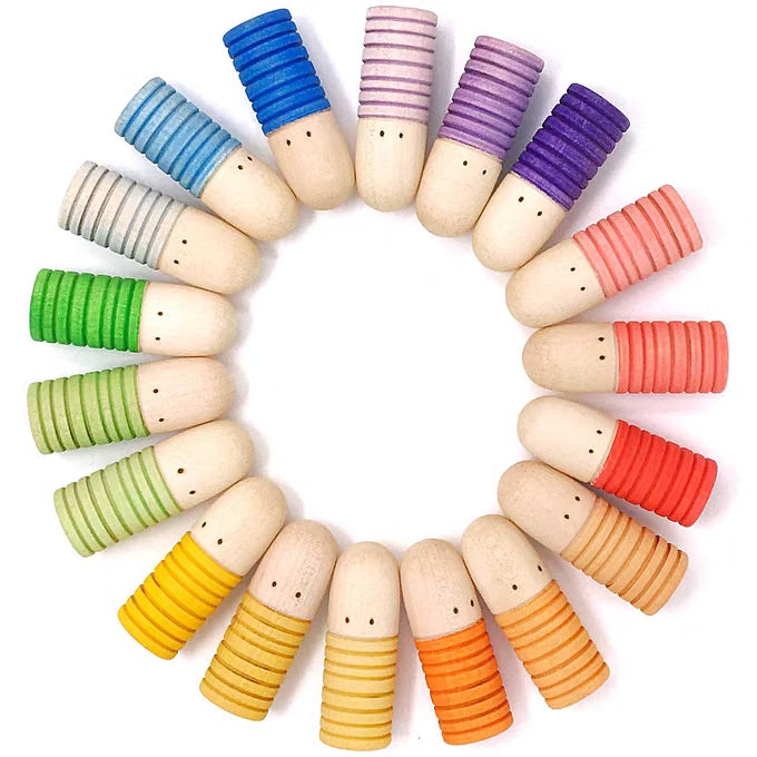 18-Piece Beechwood Open-Ended Small World Figures