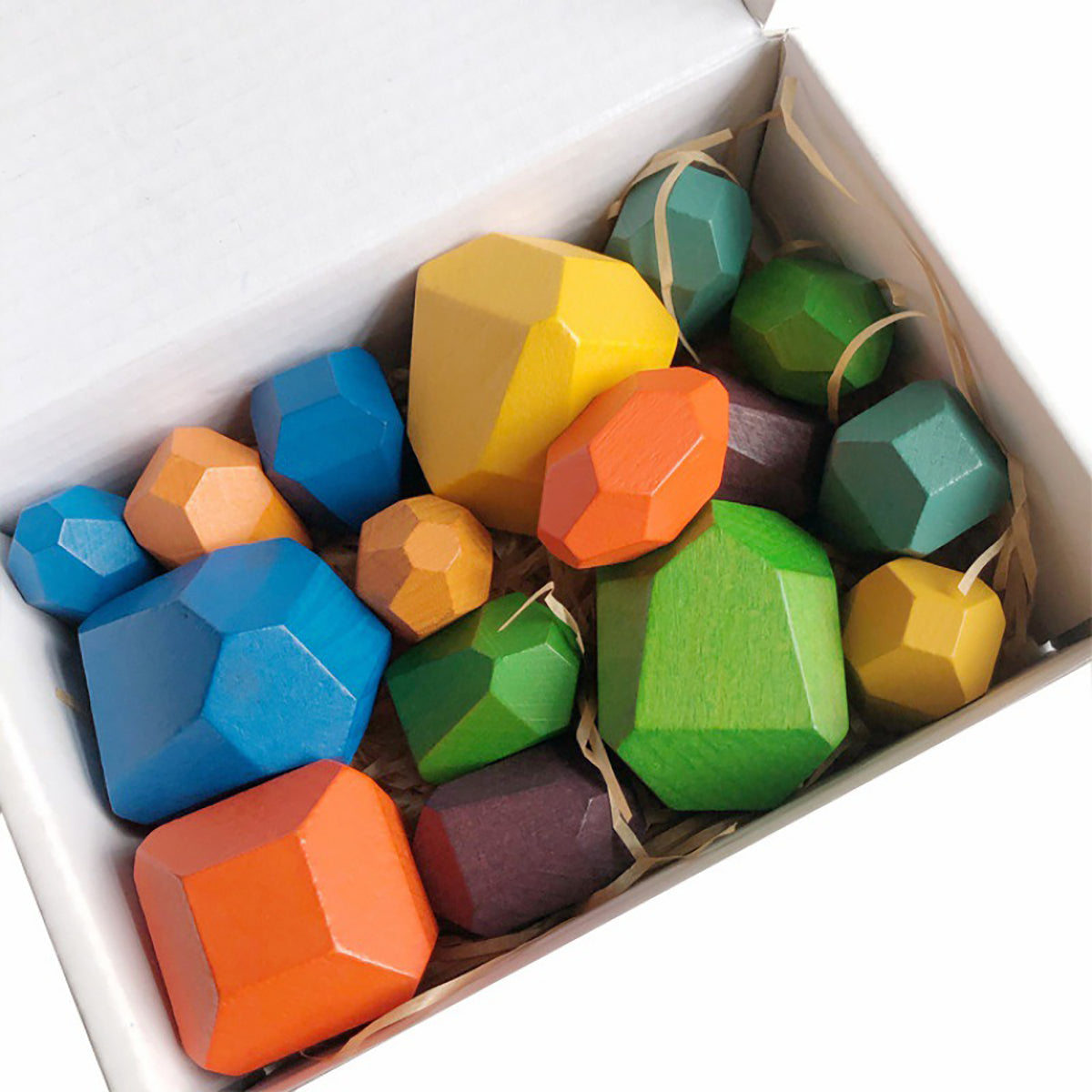 16 PCS Wooden Stone Stacking Blocks