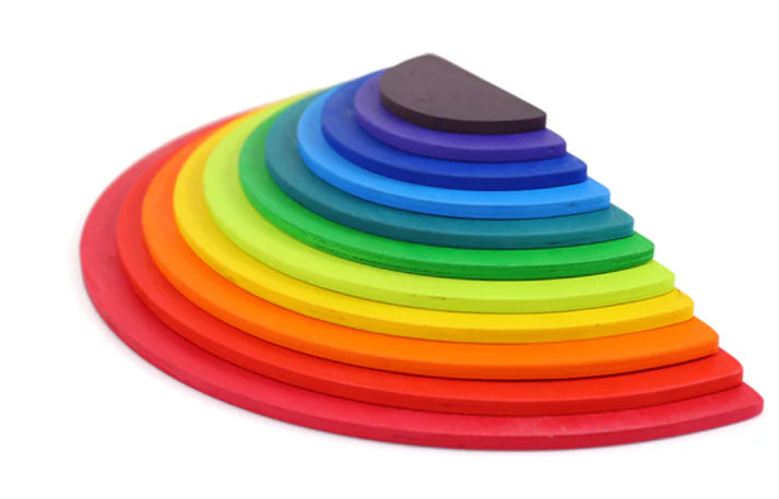 11-Piece Wooden Rainbow Semi Circles for Open-Ended Waldorf Stacking