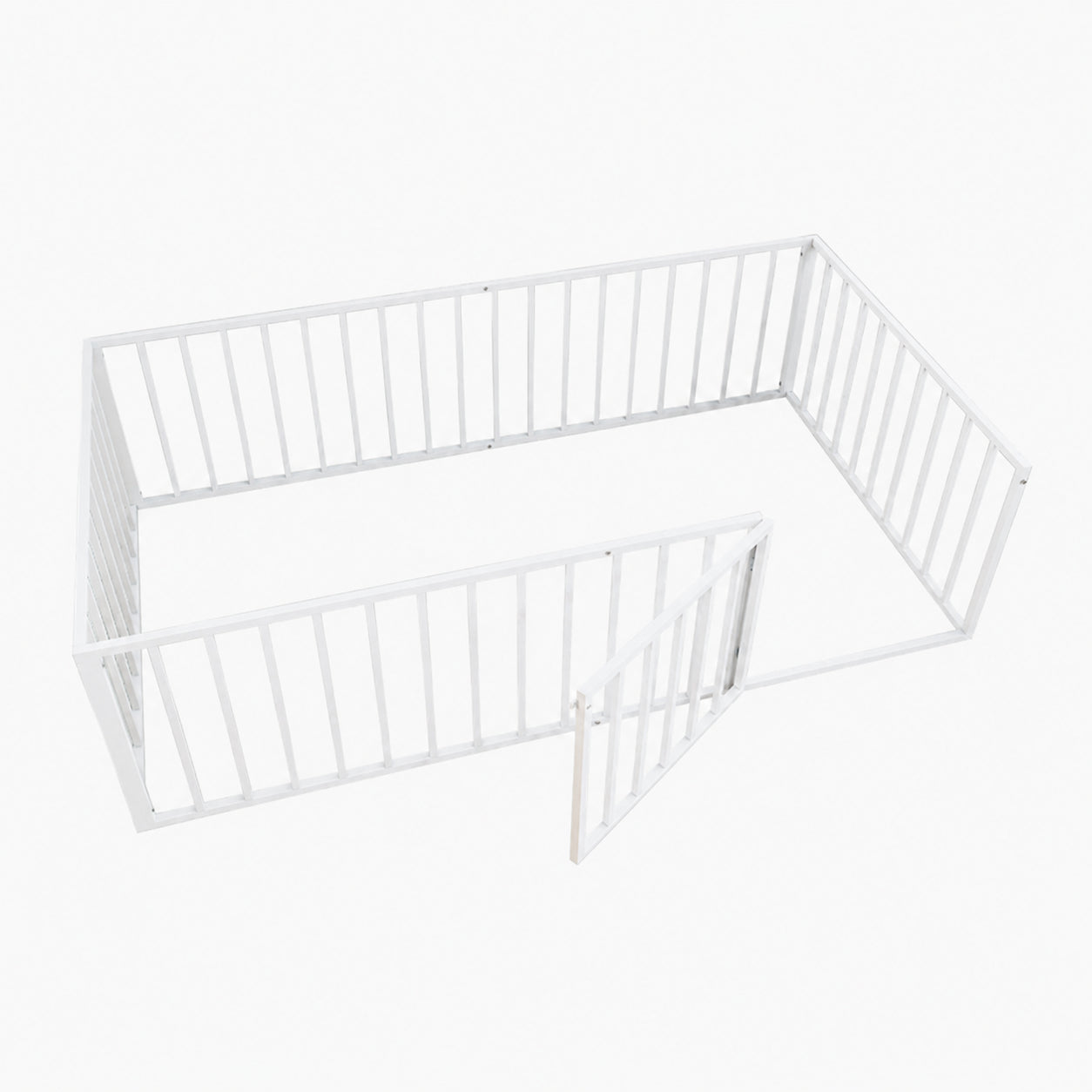 Twin Size Metal Montessori Floor Bed with Open Gate