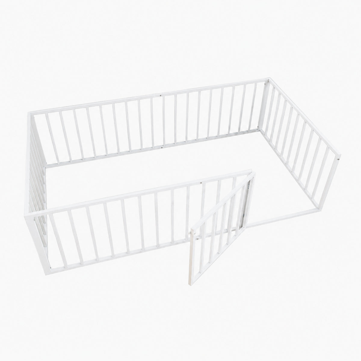 Twin Size Metal Montessori Floor Bed with Open Gate