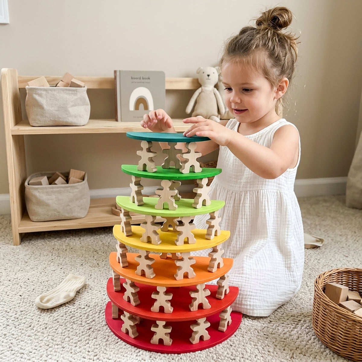 Wooden Rainbow Semicircle Stacker