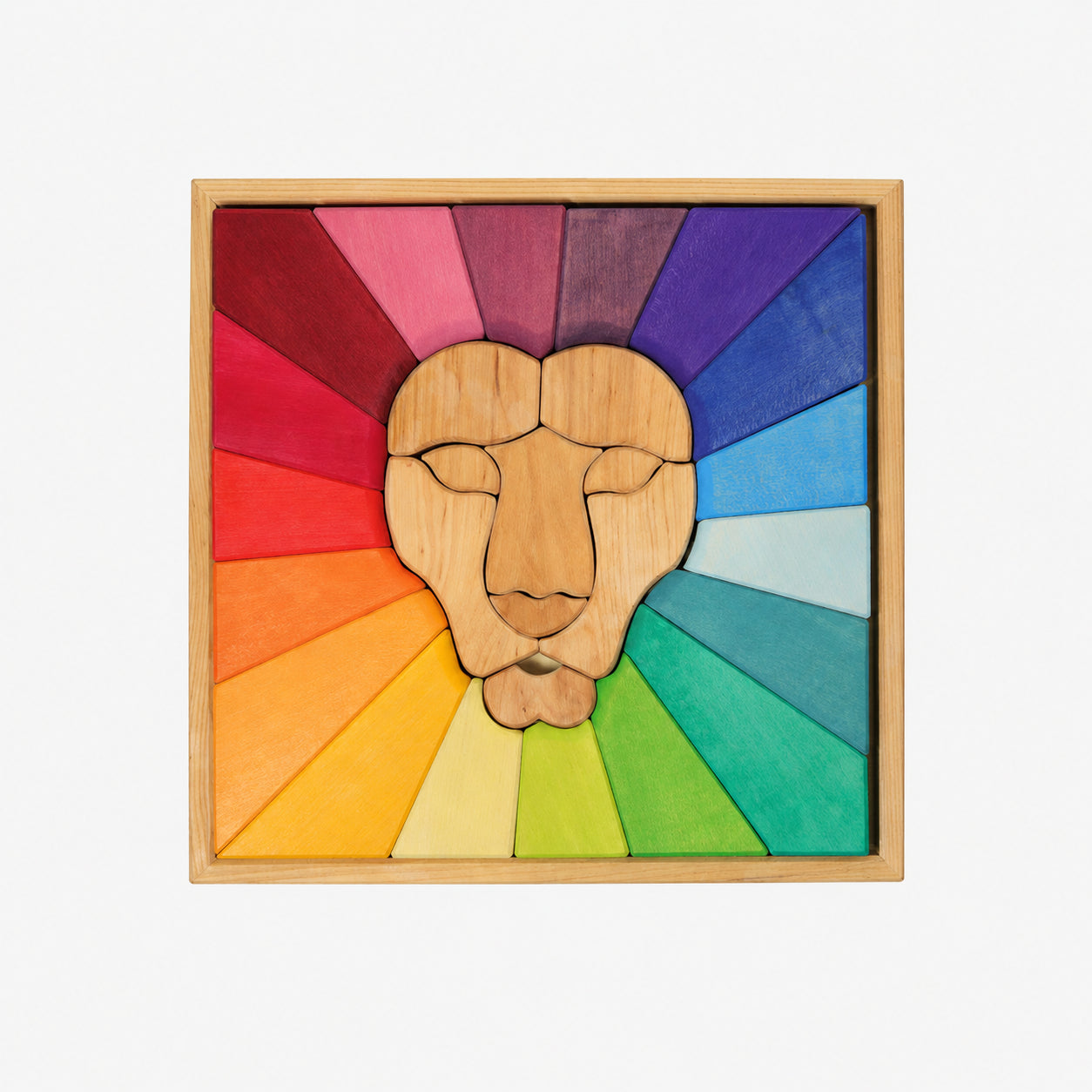 27-Piece Rainbow Lion Wooden Puzzle & Stacking Blocks