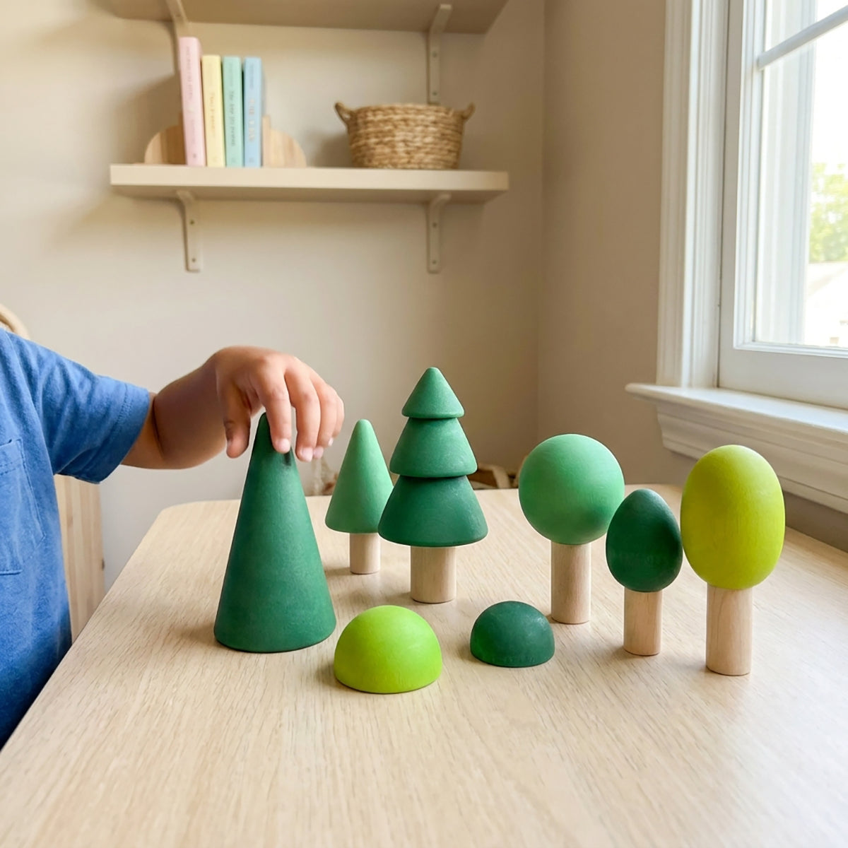 8-Piece Waldorf Wooden Forest & Tree Play Set
