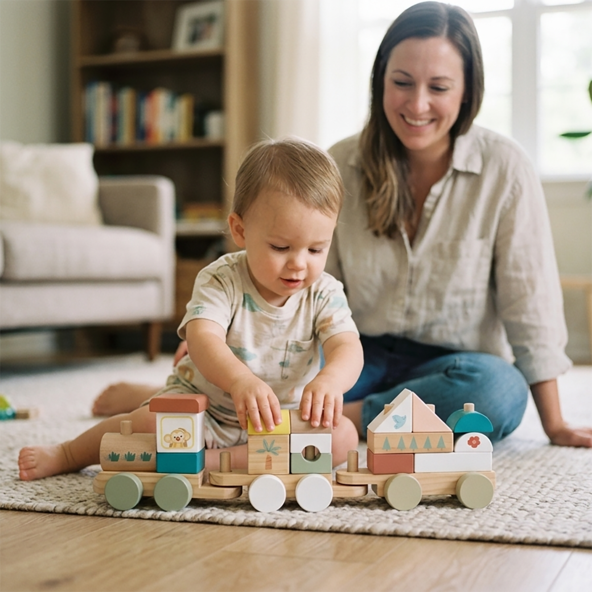 Wooden Train Blocks Set