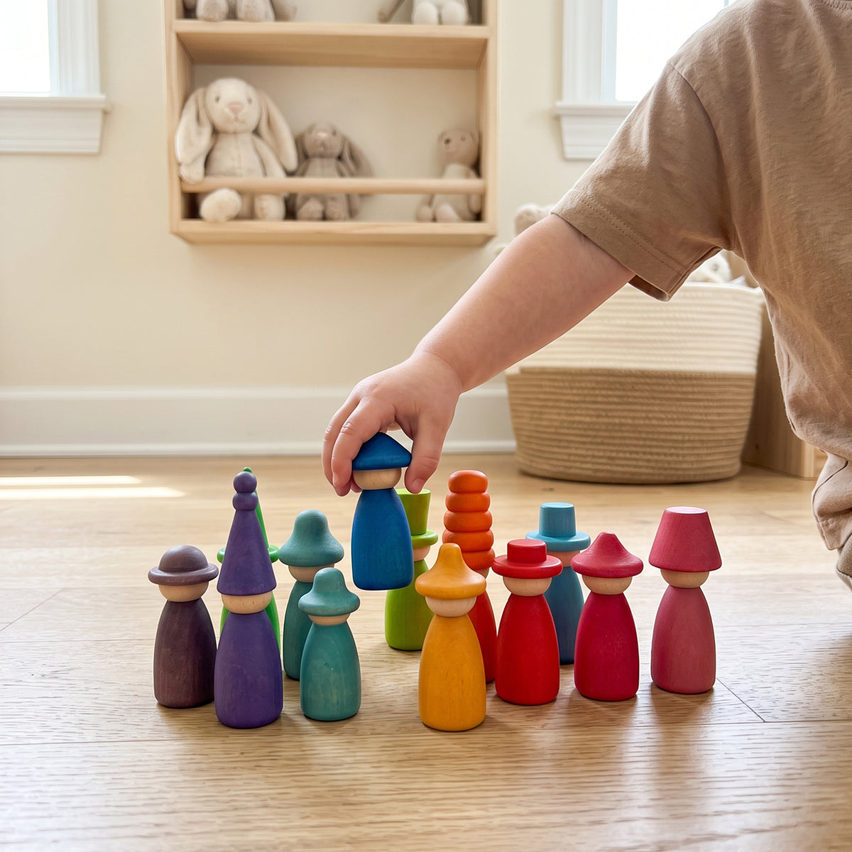 Wooden Peg Dolls Color Matching Set