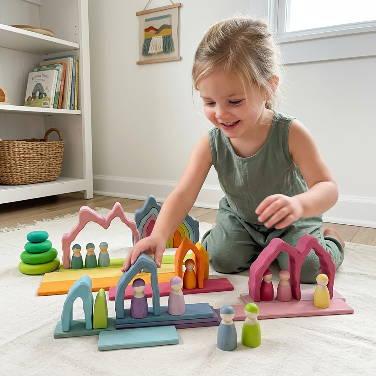 7-Piece Basswood Coral Stacking Toy