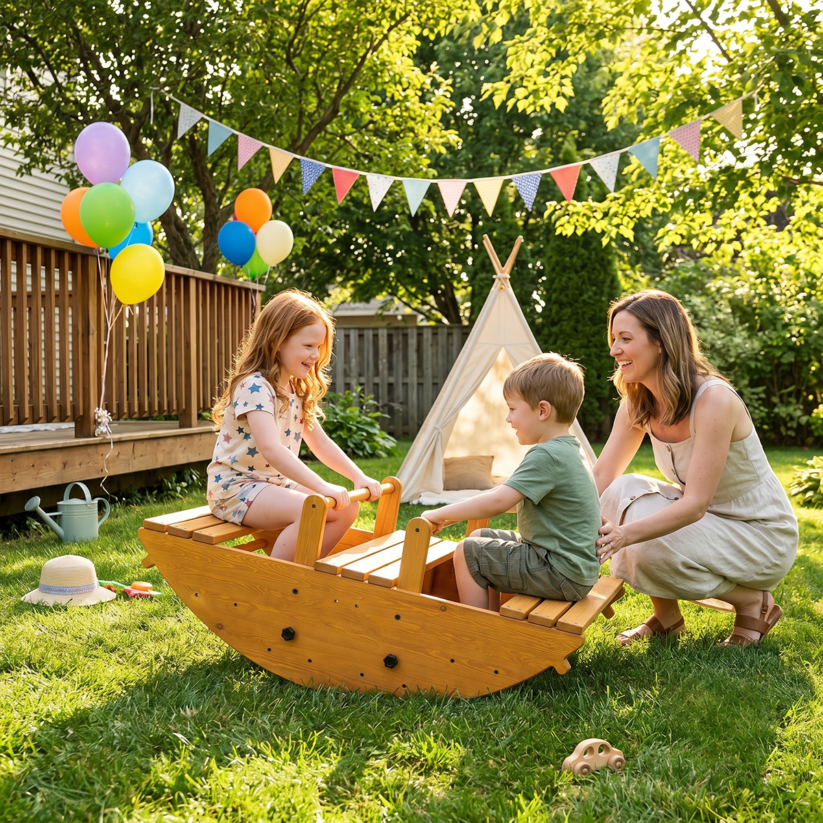 Jumbo Wooden Rocker Climber for Toddlers
