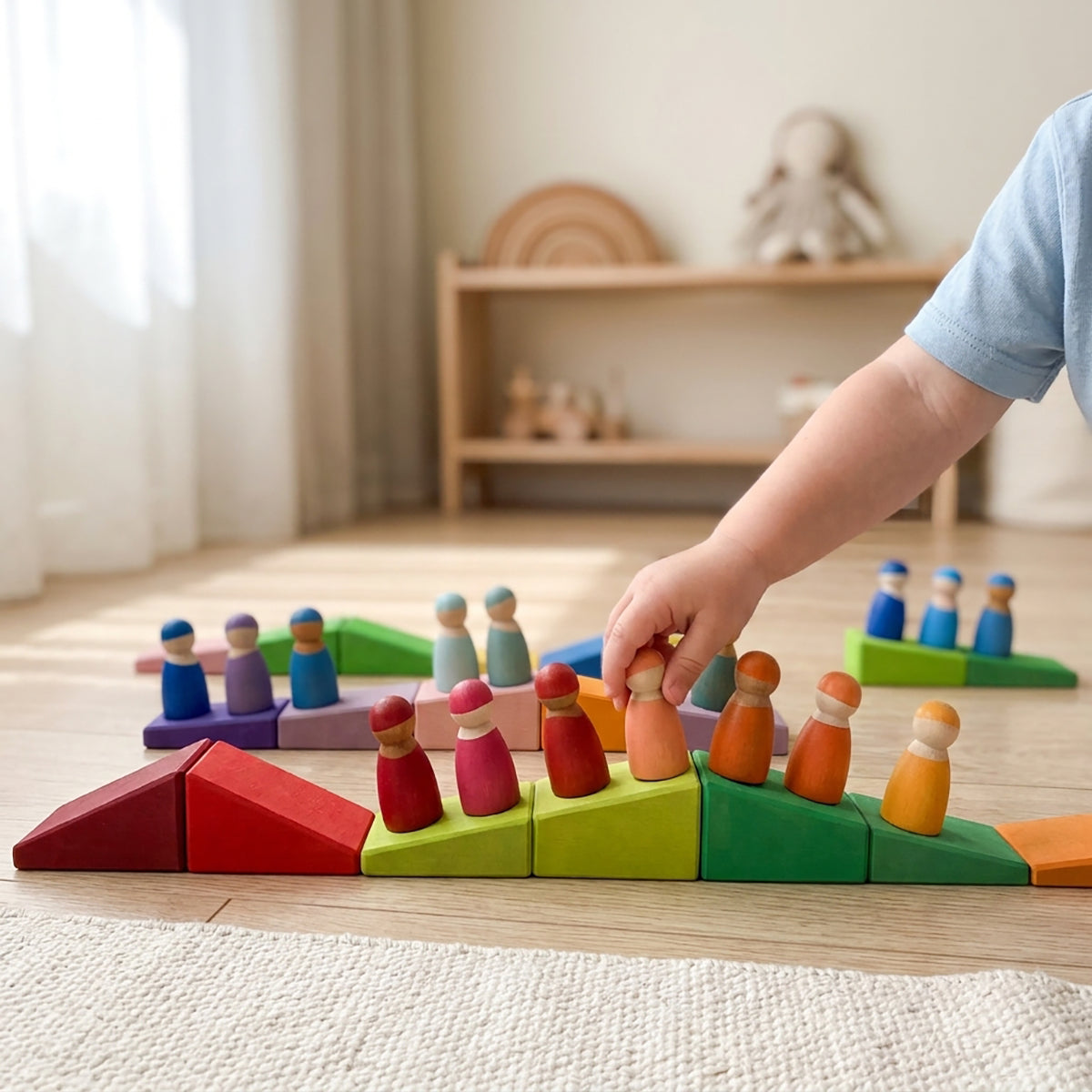 12-Piece Diverse Wooden Peg Dolls Set