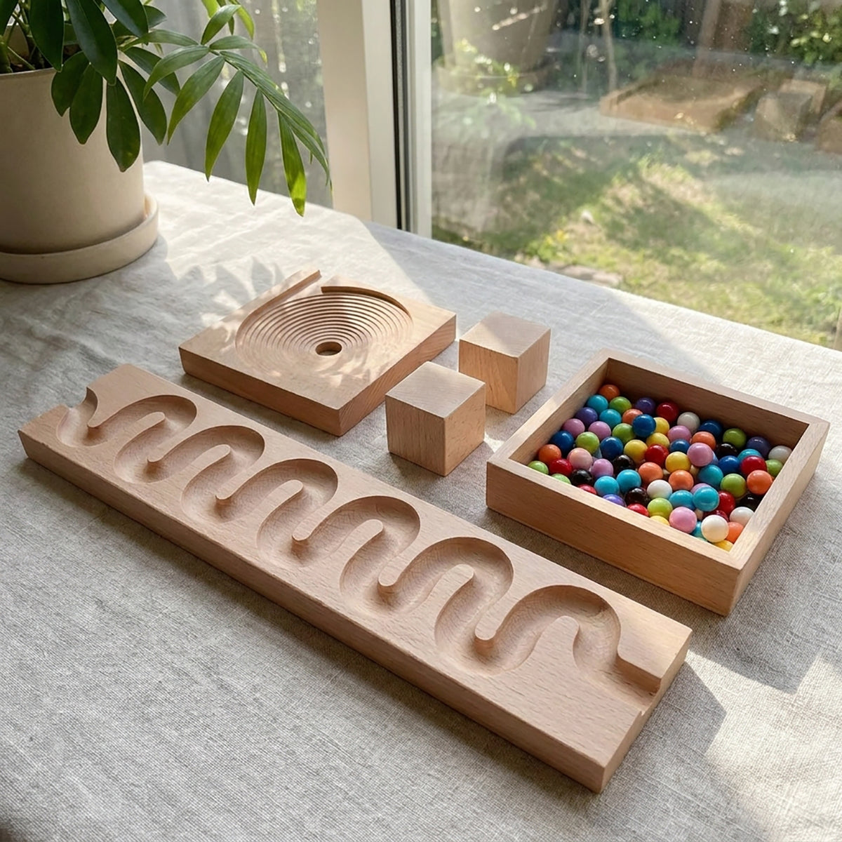 Small Wooden Marble Run Set