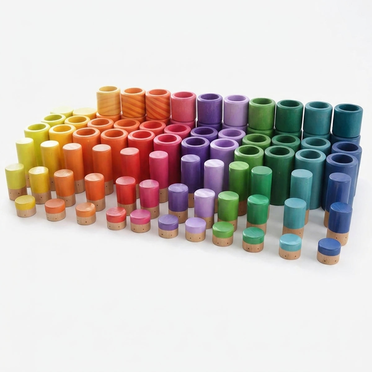 72-Piece Wooden Sorting Open-Ended Waldorf Nesting & Stacking Toy