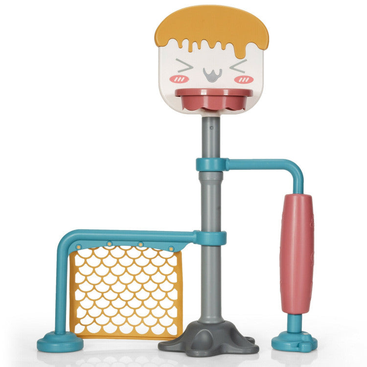 Height Adjustable Kids Basketball Hoop & Soccer Goal Toy