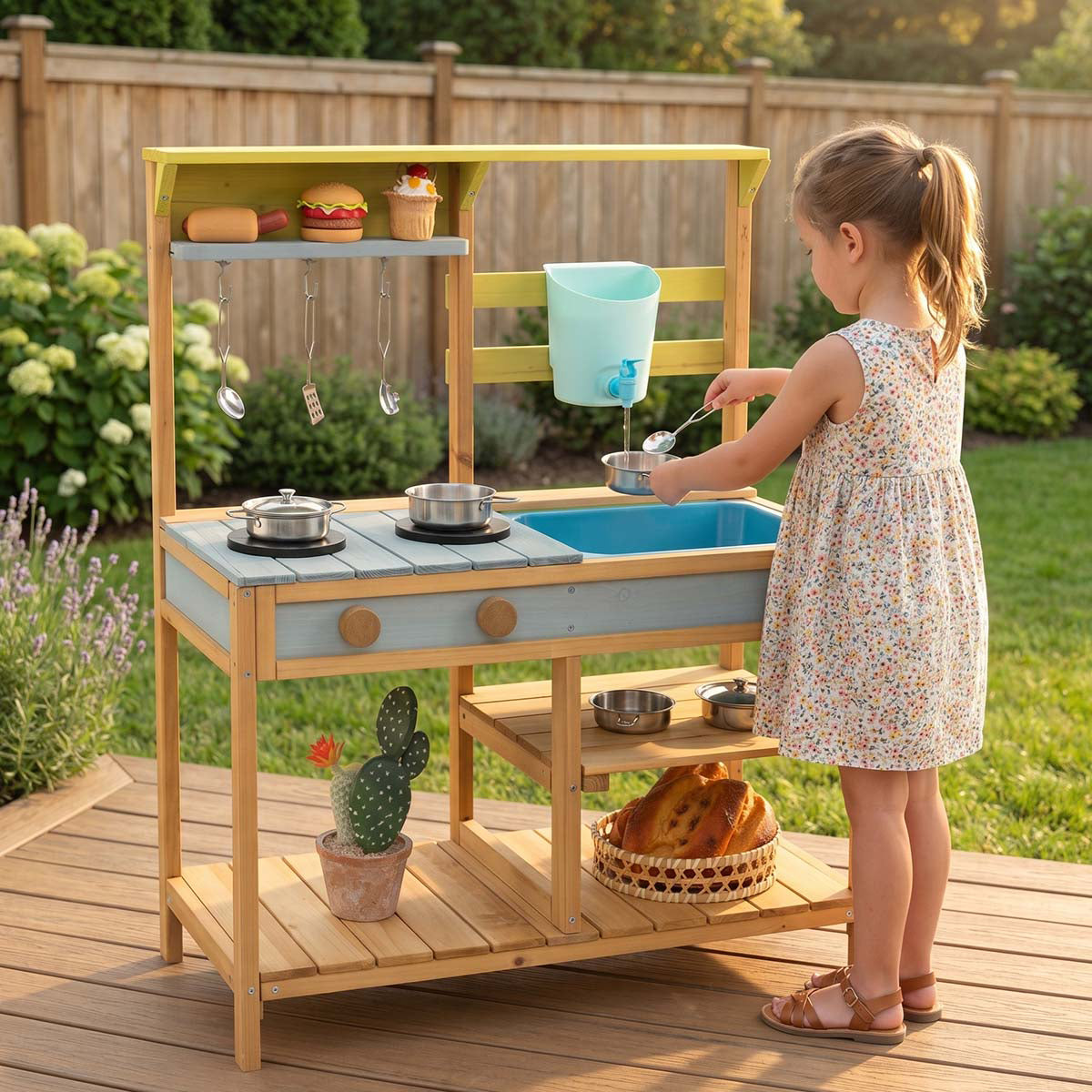 Educational Messy Play Mud Kitchen with Water Box