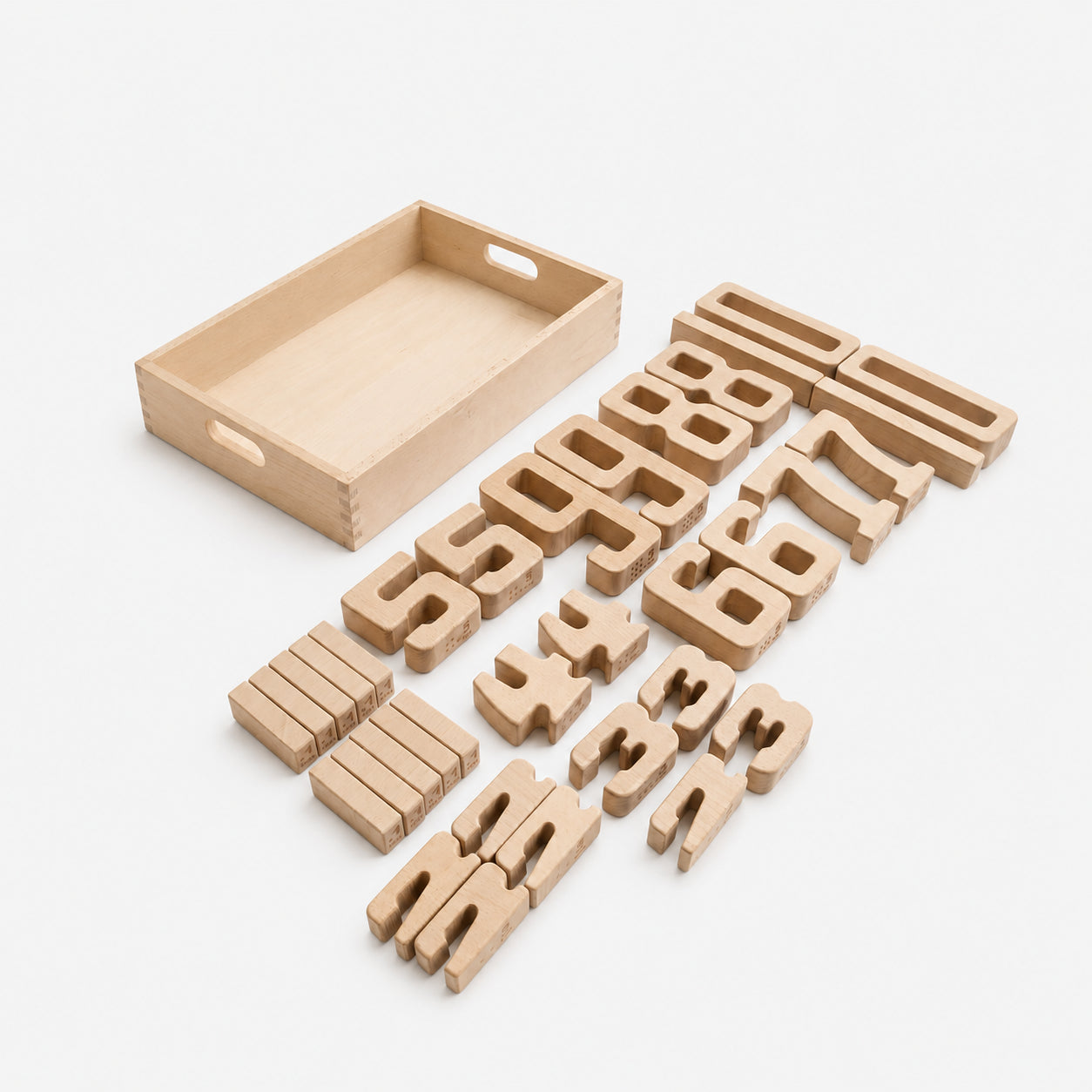 Montessori Wooden Math Blocks Screen-Free Toy for Toddlers