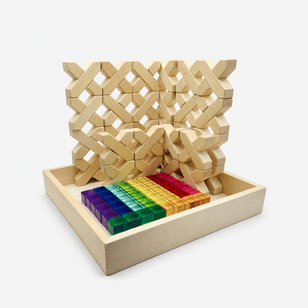 80-Piece Lucite Cubes and Wooden Stacking Blocks Set