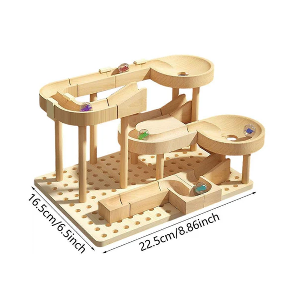 Wooden Marble Run Building Blocks Set