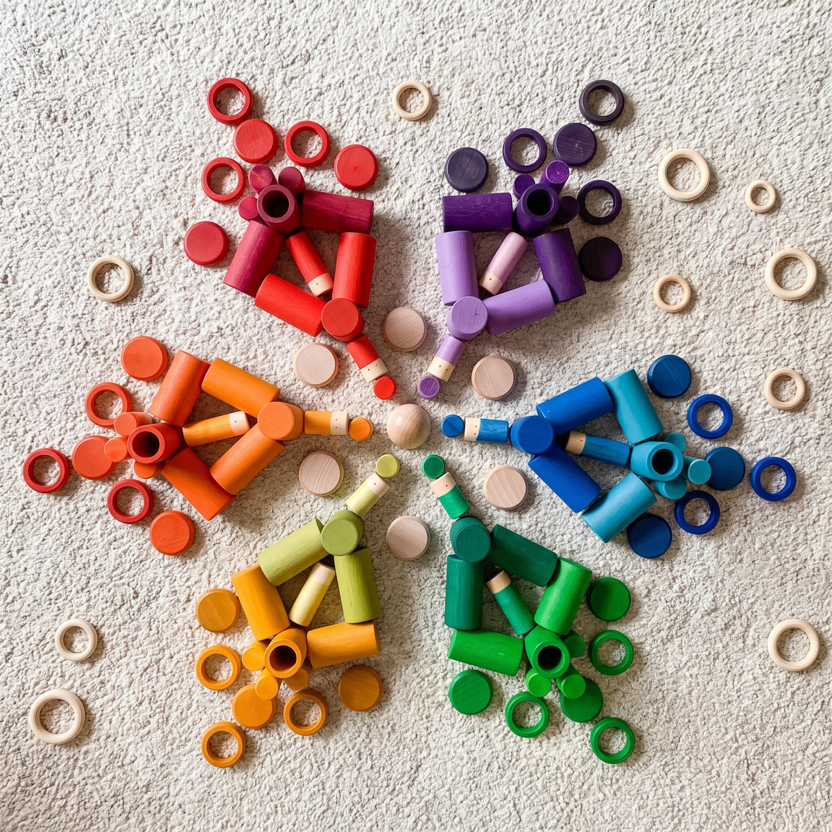 Wooden Sorting And Stacking Toy For Open Ended Play