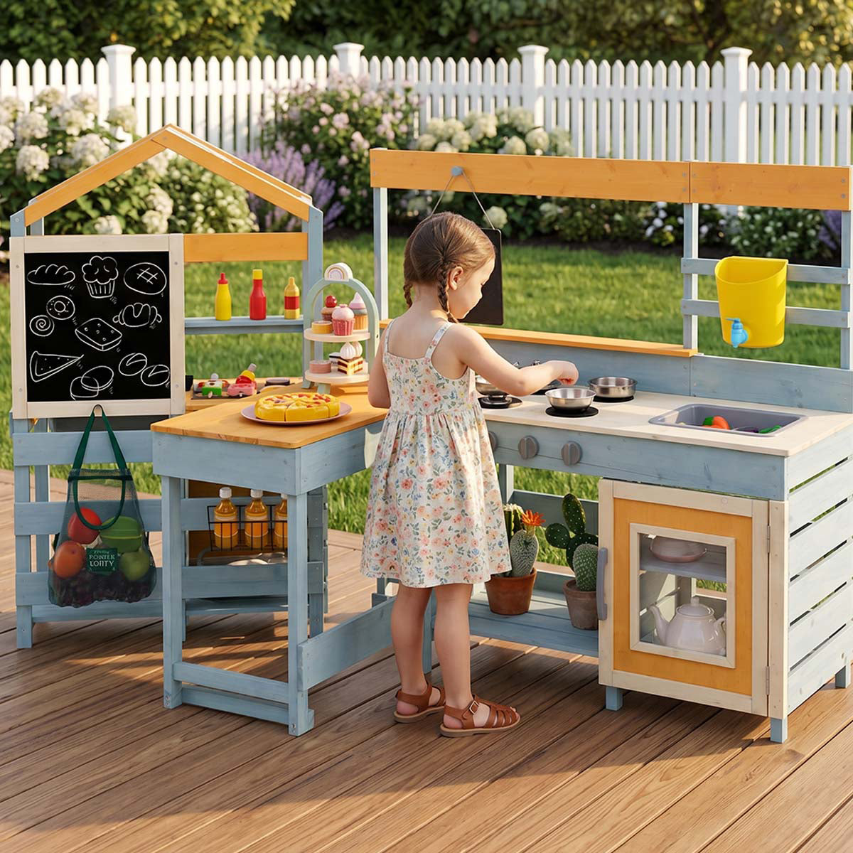 Kids Outdoor Play Complex with BBQ Grill & Picnic Table