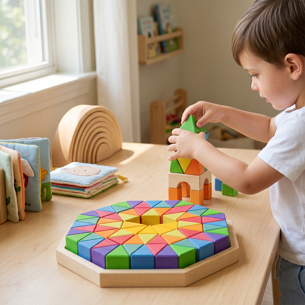 72 Pcs Large Octagonal Wooden Block Puzzle Set