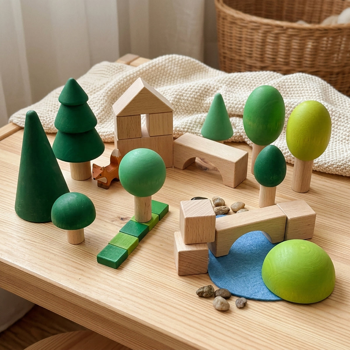 8-Piece Waldorf Wooden Forest & Tree Play Set