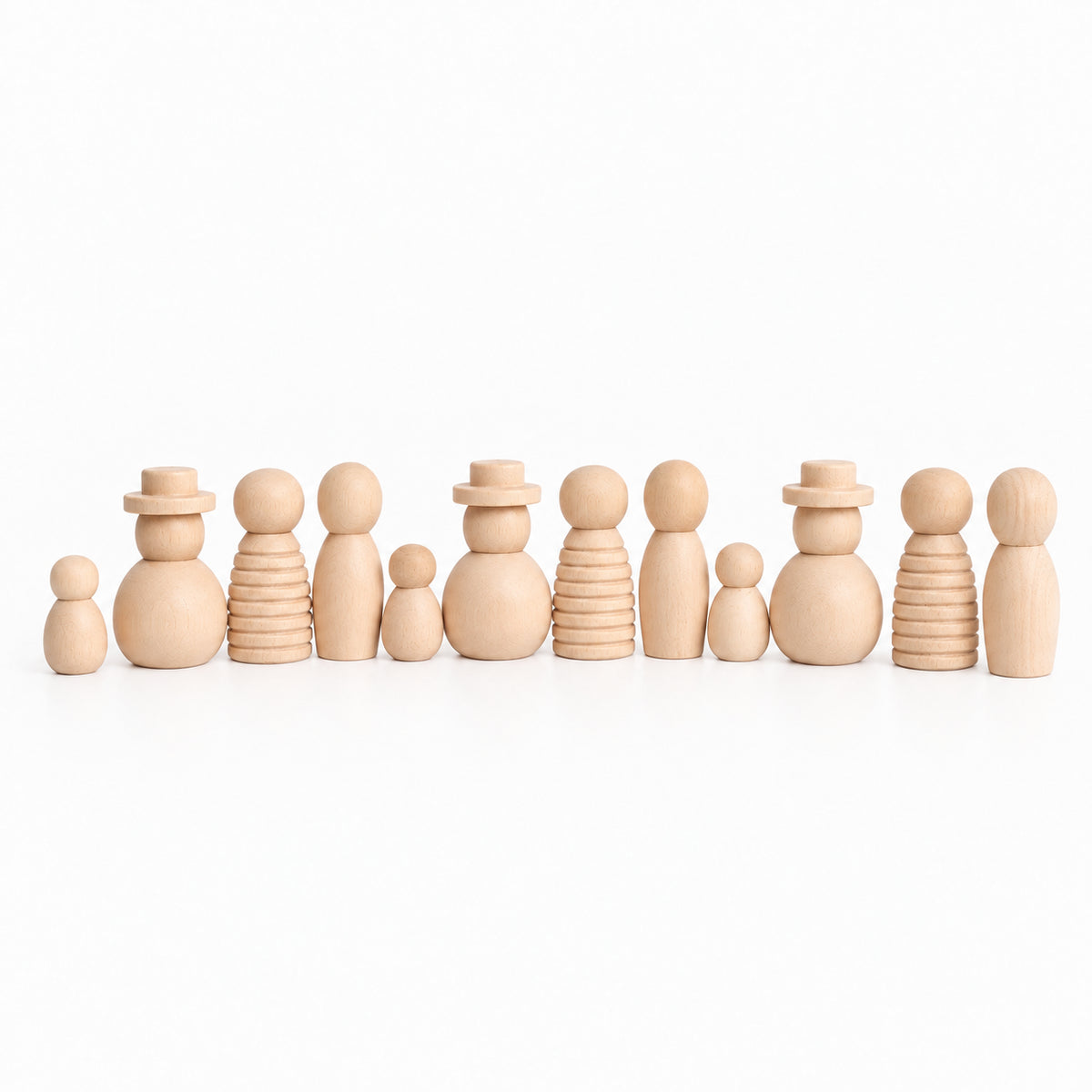 Diverse Wooden Peg Dolls Set