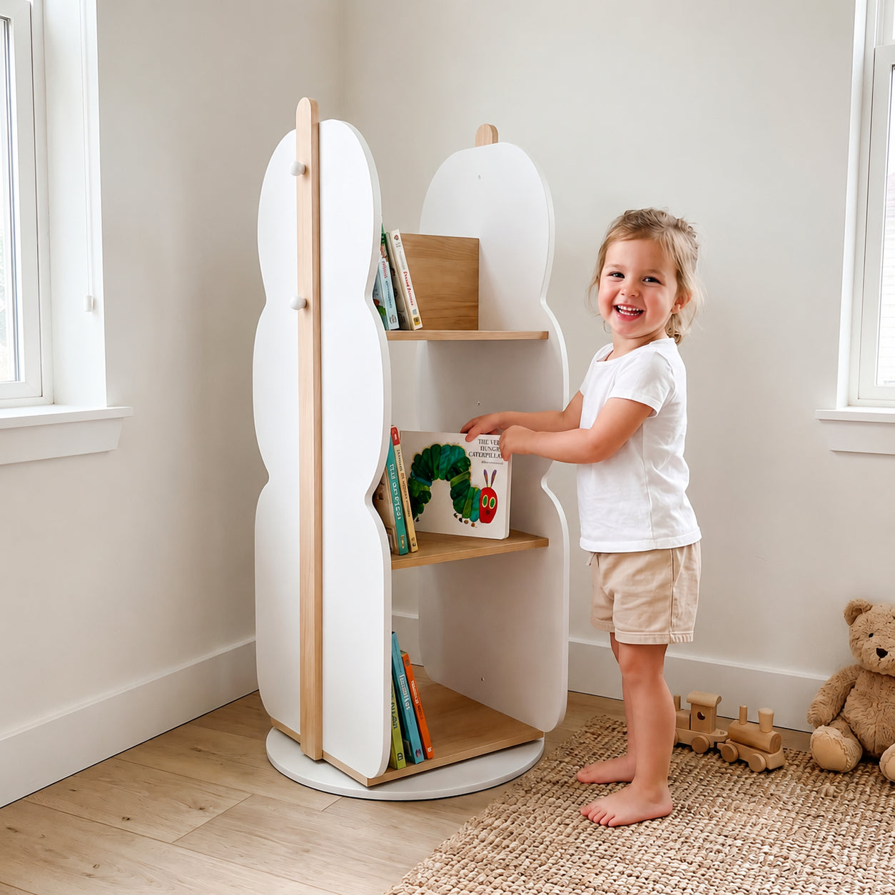 360 Rotating 5-Tier Revolving Bookcase and Toy Organizer