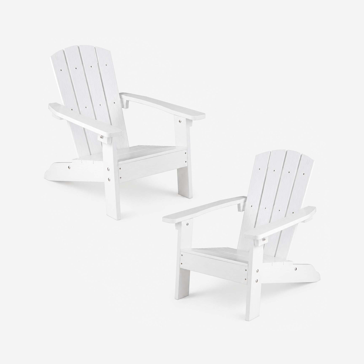 Set of 2 Kids Adirondack Chairs with Ergonomic Reclined Back & Wide Armrests