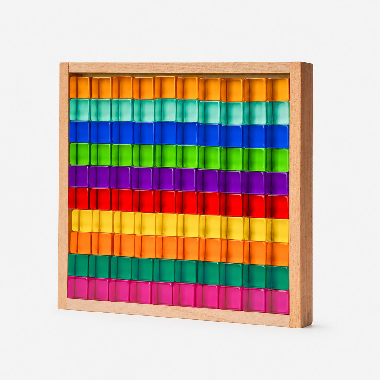 100-Piece Acrylic Rainbow Sensory Blocks with Tray