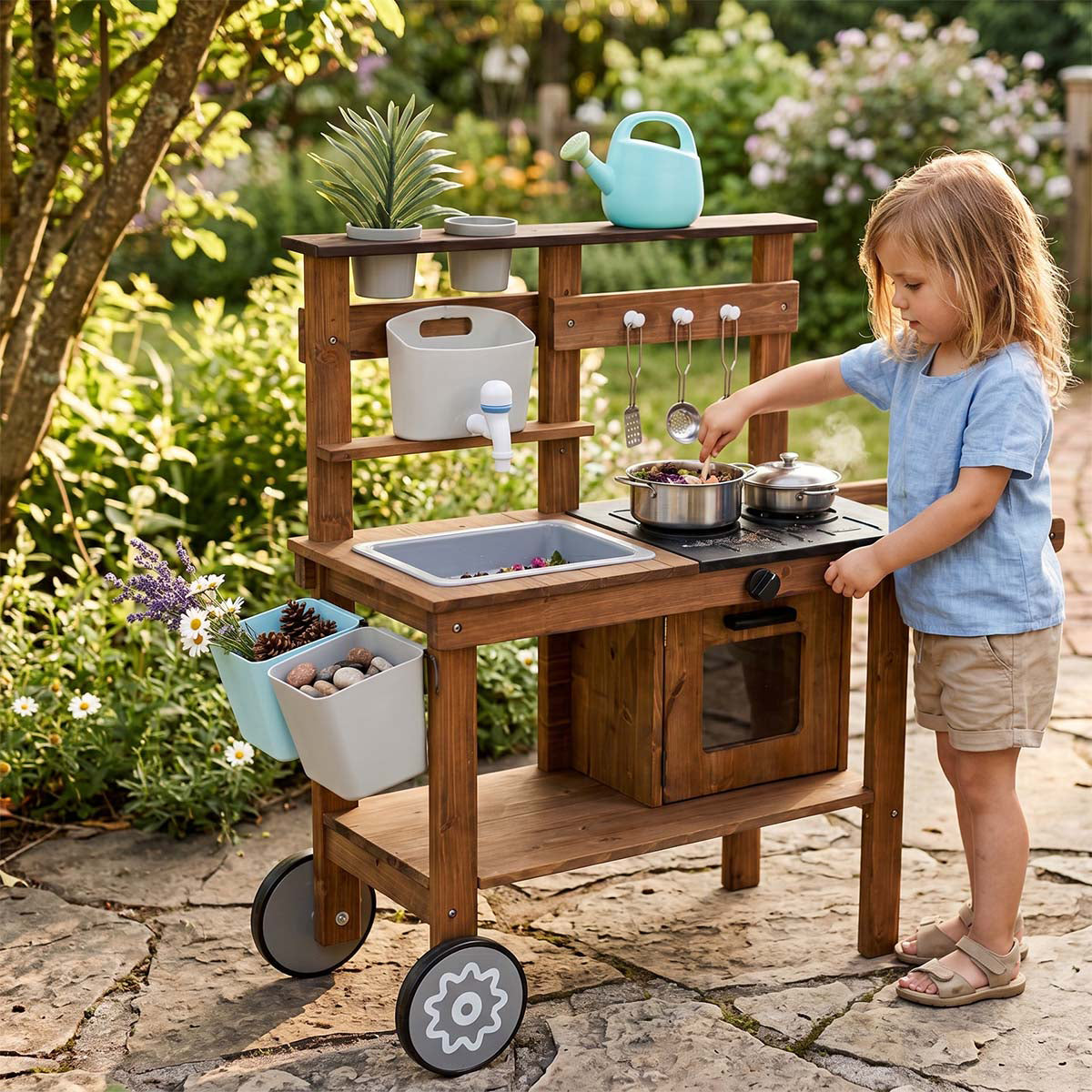Wooden Outdoor Mud Kitchen Set