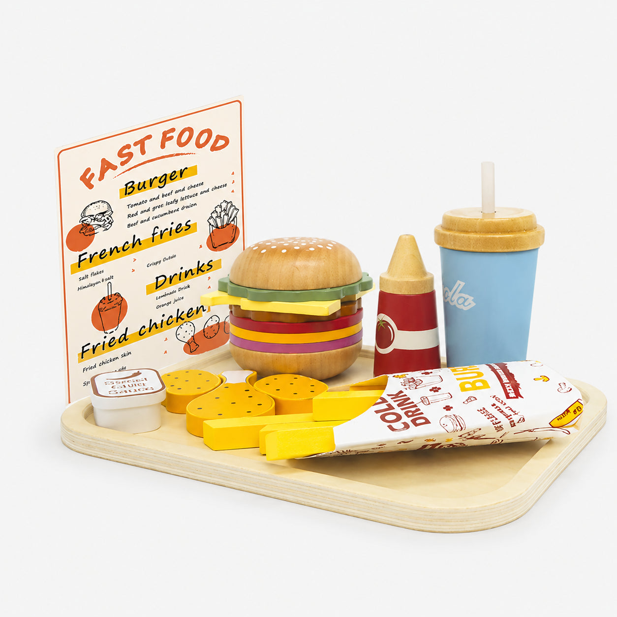 Pretend Play Fast Food Toy with Fries & Drink