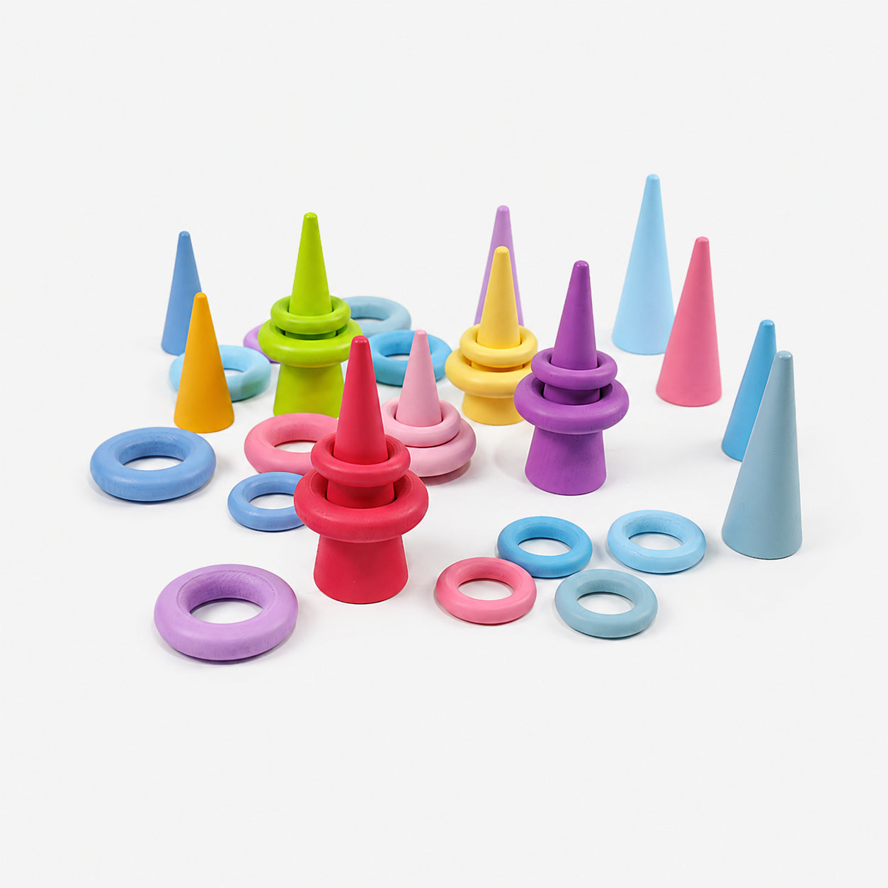 Waldorf Wooden Rings and Trees Loose Part Set