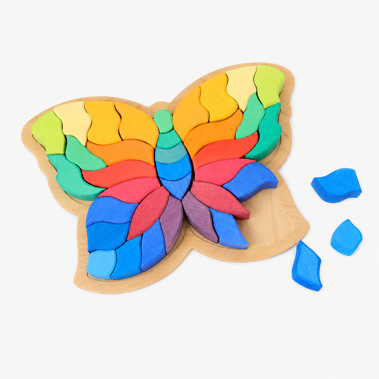 37-Piece Wooden Butterfly Puzzle & Thick Stacking Blocks