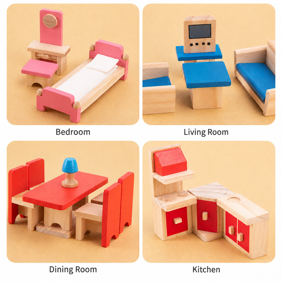 22-Piece Mini Dollhouse Furniture Set