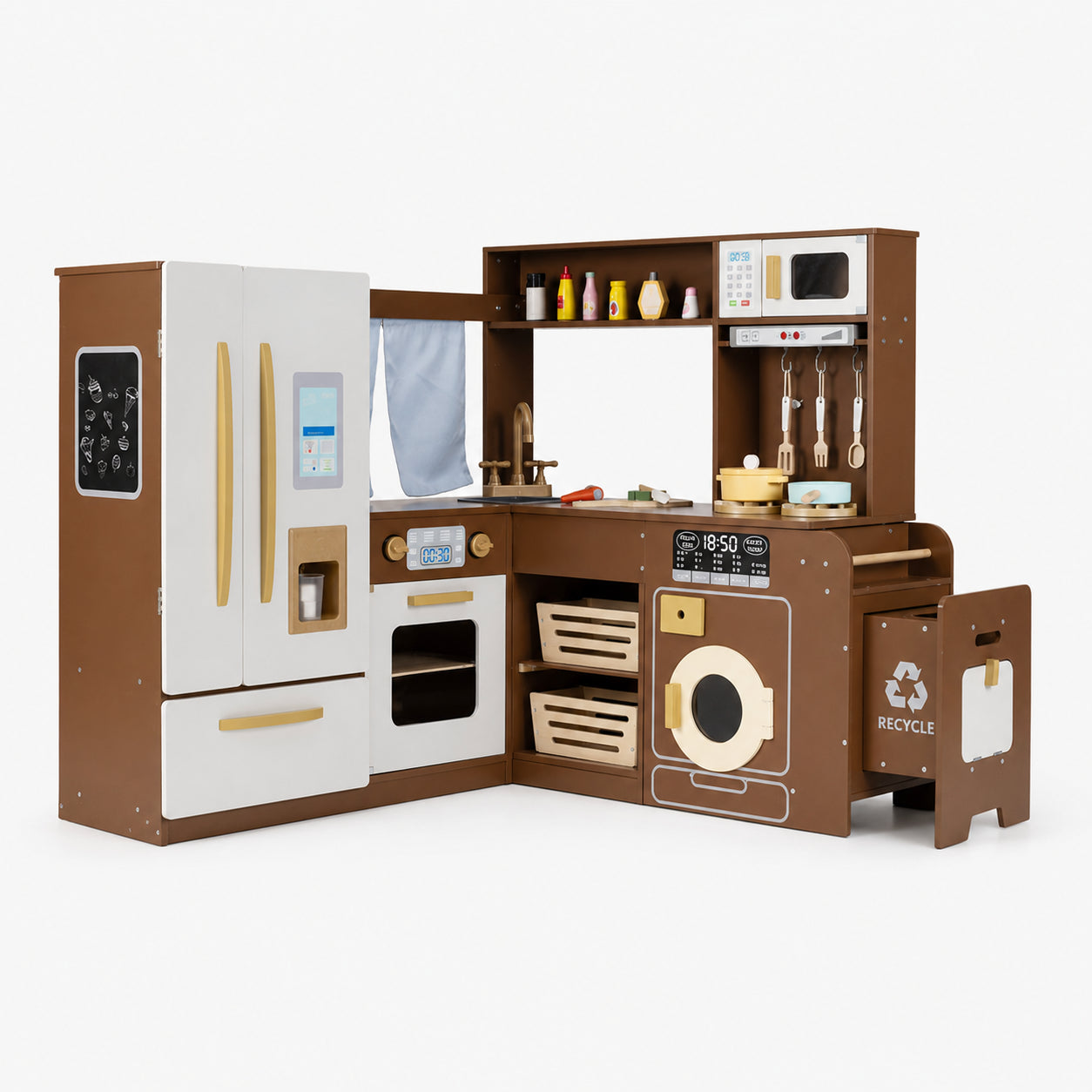 Corner L-Shaped Kids Kitchen Set with Lights & Sounds
