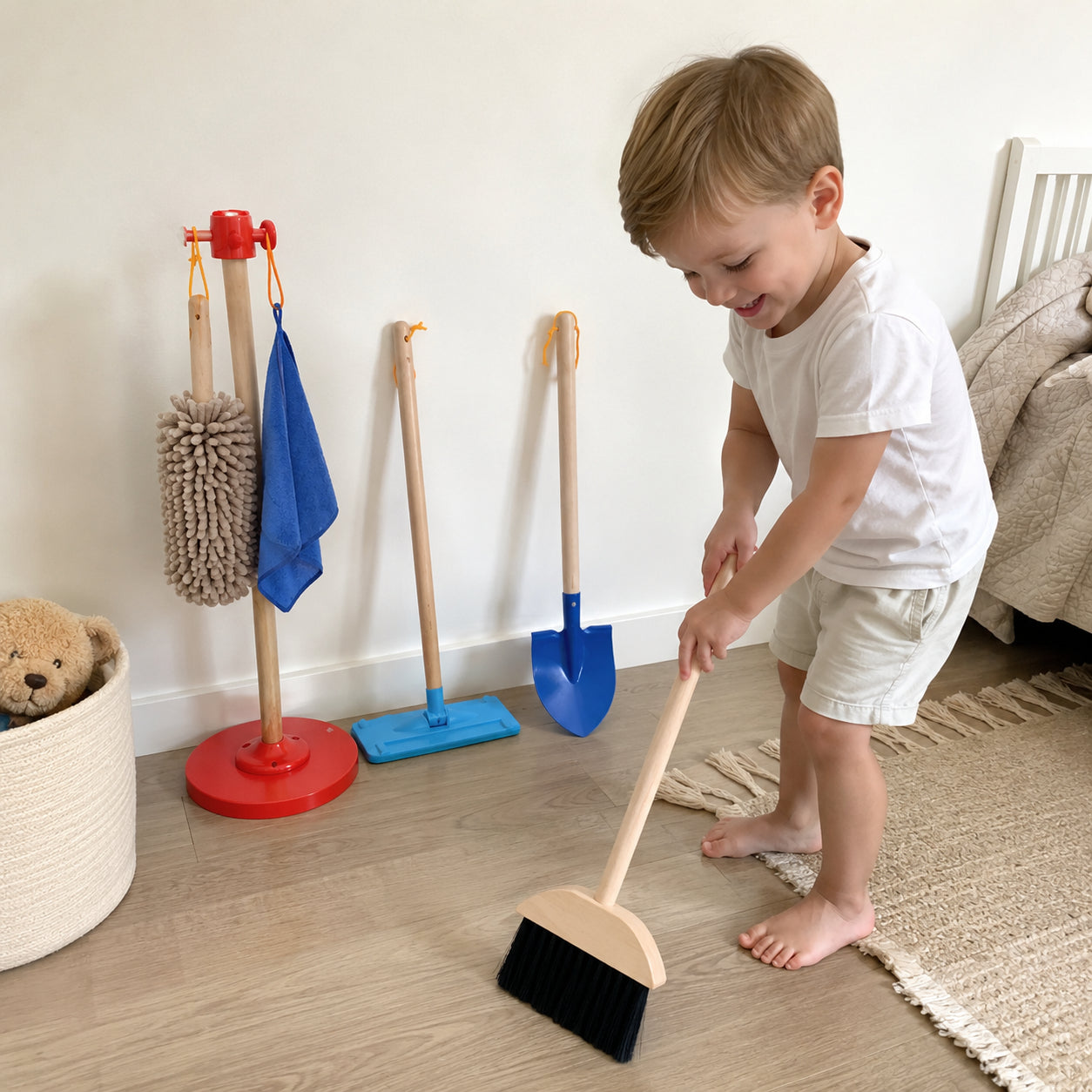 Montessori Toddler Broom and Mop Set with Stand