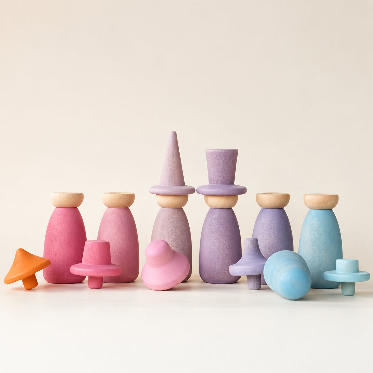 Wooden Peg Dolls Color Matching Set