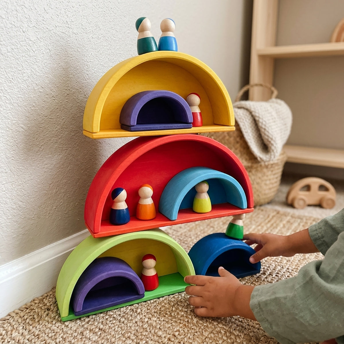 Wooden Rainbow Semicircle Stacker