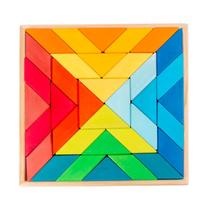 36-Piece Rainbow Wooden Rhombic Geometric Puzzle