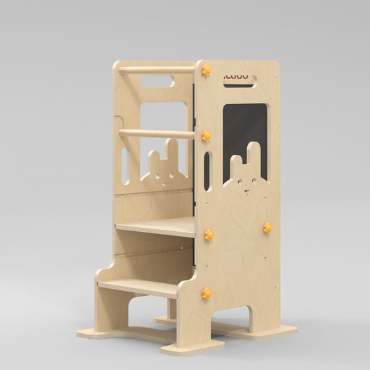 English Version (Optimized Title): Hicooo "Creator" Tower | 2-in-1 Montessori Kitchen Helper & Chalkboard Easel | FSC® Certified Wood, Safe & Adjustable